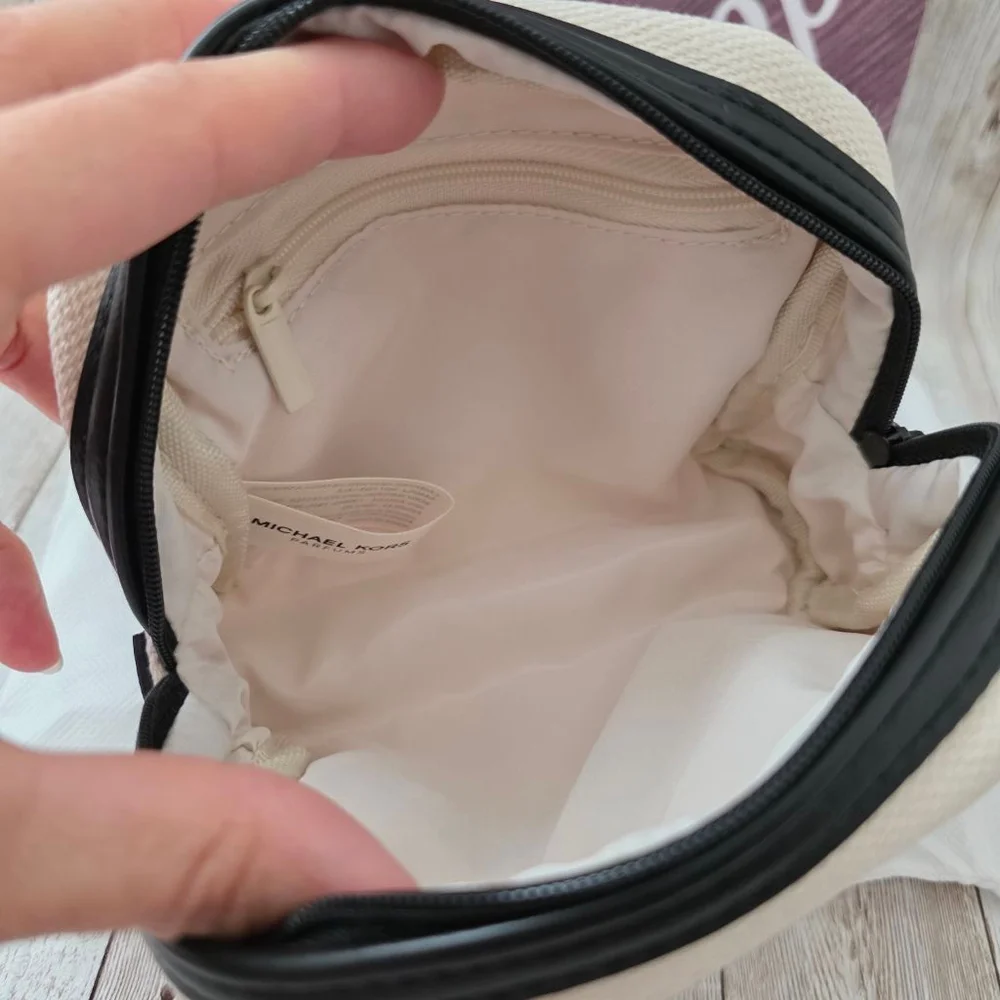Michael Kors Beige Black Cosmetic Bag